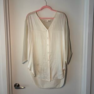 Vintage Victoria’s Secret Gold Label 100% Silk High-Low Blouse | Y2K Ivory Top